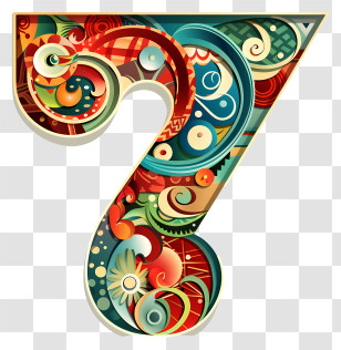 Number 7 - Colorful Patterned Number 7 Transparent PNG