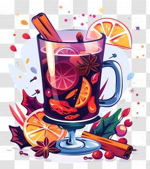 Christmas Mulled Wine - Spiced Drink With Oranges For Holiday Celebrations Transparent PNG