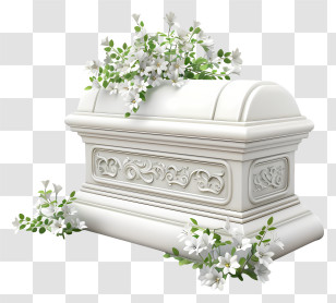 Funeral - White Coffin With Flowers Transparent PNG