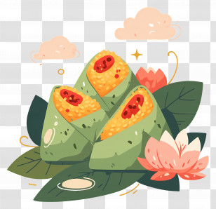 Dragon Boat Festival - Green Rice Wraps With Lotus Transparent PNG