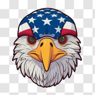 Fourth Of July
 - Bald Eagle Head With American Patriotic Cap Transparent PNG
