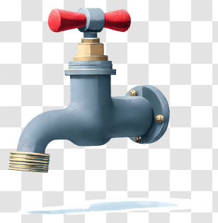 Water Tap - Water Faucet With Red Handle Transparent PNG