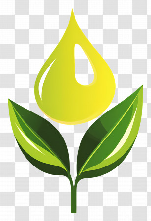 Oil Drop - Oil Drop With Green Leaves Transparent PNG