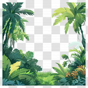 Jungle Background - Tropical Jungle Frame With Lush Leaves Transparent PNG
