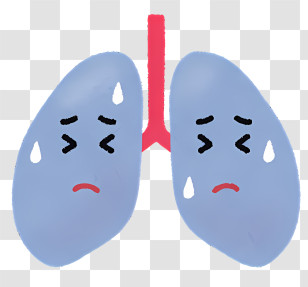 Icon - Sad Cartoon Lungs Representation With Emotional Expression Transparent PNG