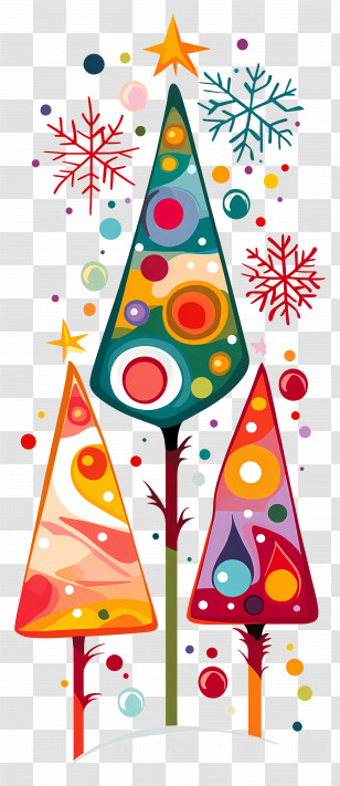 Christmas Tree - Abstract And Colorful Christmas Trees Illustration Transparent PNG