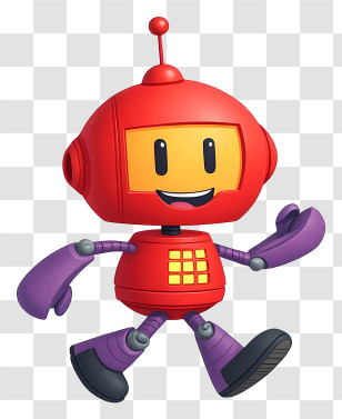Cartoon Robot - Cheerful Red Robot Mechanic Transparent PNG
