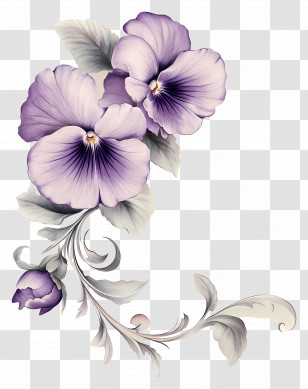 Viola Border - Elegant Purple Flowers Illustration Transparent PNG