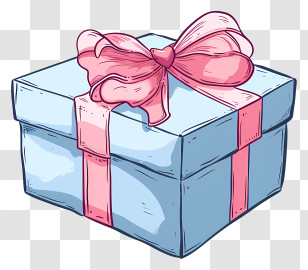 Valentine Gift For Boyfriend - Blue Gift Box With Pink Ribbon For Celebration Transparent PNG