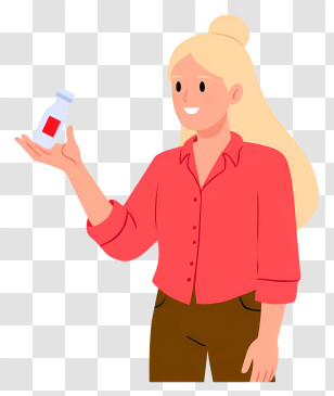 Woman Giving Medicine - Girl Holding A Medicine Bottle Transparent PNG