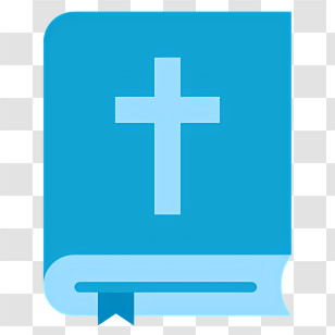 Holy Bible Book Icon - Blue Religious Book With Cross Transparent PNG