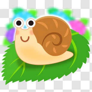 Snail - Cute Snail On Leaf Transparent PNG