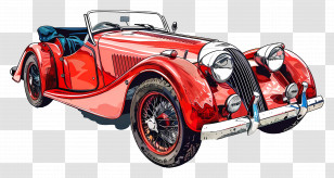 Luxury Car - Vintage Red Convertible Car Illustration Transparent PNG