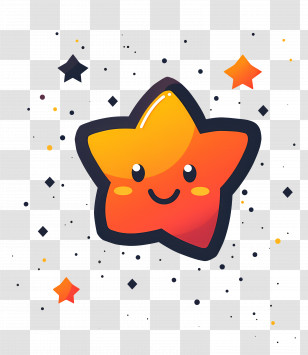 Cute Star Smiling Star Happy Expression Yellow Color Bright Stars Transparent PNG