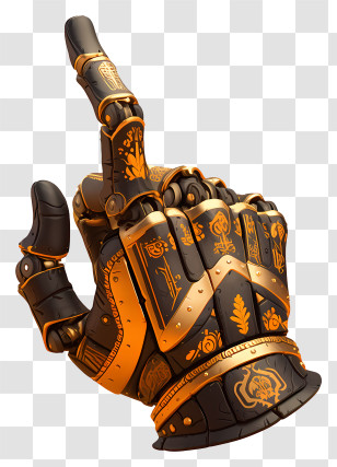 Skeleton Hand - Ornate Gold Gauntlet Pointing Finger Transparent PNG