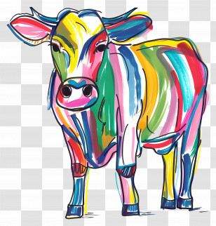 Cow - Colorful Artistic Cow In Pop Art Style Transparent PNG