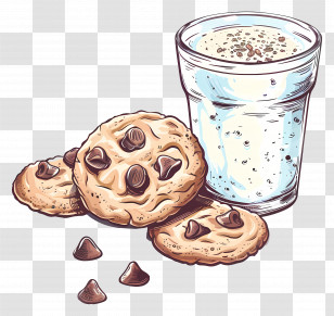 Cookies And Milk - Milk And Chocolate Chip Cookies Transparent PNG