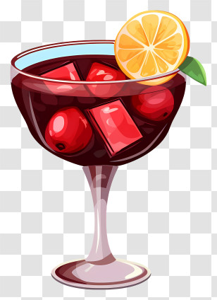 Red Wine - Dark Red Cocktail With Orange Slice Transparent PNG