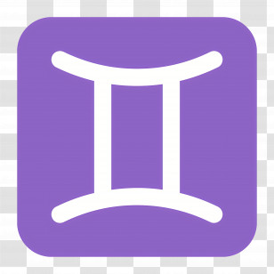 Gemini Emoji - Gemini Zodiac Symbol In Purple Transparent PNG