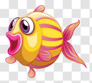 Colorful Fish - Yellow Striped Cartoon Fish Illustration Transparent PNG