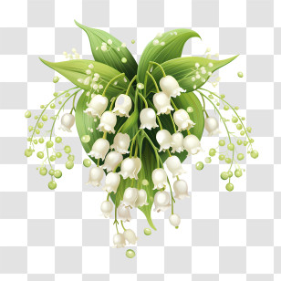 Lily Of The Valley - Lily Of The Valley Flowers With Green Leaves Transparent PNG