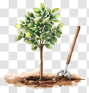 Tree Planting - Tree Planting With Shovel In Soil Transparent PNG