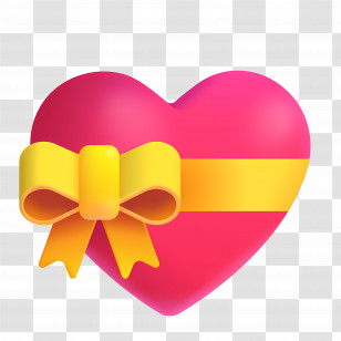 Heart With Ribbon Emoji - Heart With Yellow Ribbon Transparent PNG