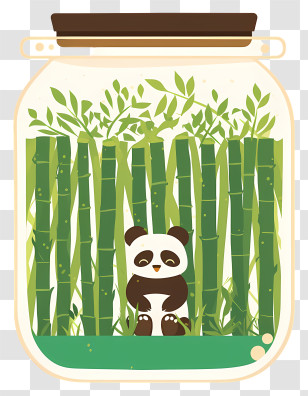 Bamboo Forest - Panda In Bamboo Jar Illustration Transparent PNG