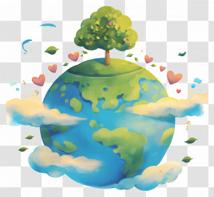 Planet Earth - Earth With Tree Illustration For Nature Care Transparent PNG