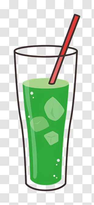 Cartoon - Refreshing Green Juice With Straw Transparent PNG