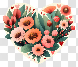 Cartoon - Heart-Shaped Floral Decoration For Romantic Occasions Transparent PNG