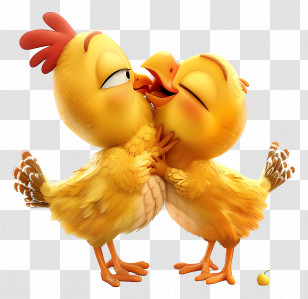 Kissing - Adorable Cartoon Chicken Couple In Love Transparent PNG