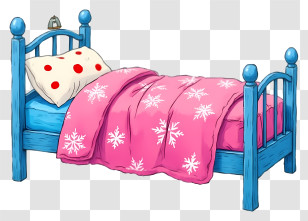 Cartoon Bed - Bed With Snowflake Blanket Transparent PNG
