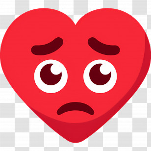Heart Emoji - Sad Red Heart Emoji With Worried Face Transparent PNG