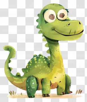 Cartoon Dinosaur - Cute Green Cartoon Dinosaur Illustration Transparent PNG