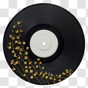 Vinyl Record - Vinyl Record With Floral Accents Transparent PNG