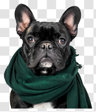 French Bulldog - French Bulldog Wearing A Green Scarf Transparent PNG