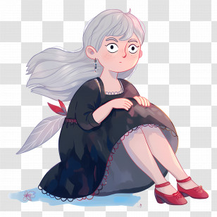 Watercolor Fairy - Cartoon Girl With White Hair Transparent PNG