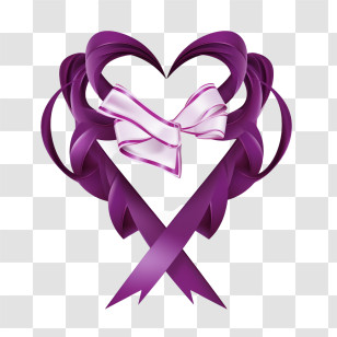 Purple Heart Day - Purple Ribbon Heart With Decorative Bow Transparent PNG
