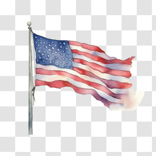 Fourth Of July - Watercolor Illustration Of The American Flag Transparent PNG