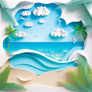 Summer Vacation
 - Beautiful Beach Scene With Palm Trees Transparent PNG