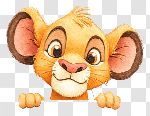 Simba Peeking - Cute Lion Cub Peeking Transparent PNG
