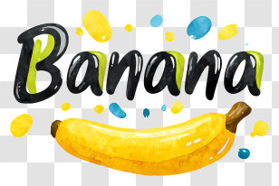 Banana Logo - Bright Yellow Banana Doodle Transparent PNG
