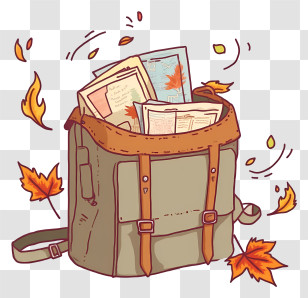 Autumn Backpack - Messenger Bag Full Of Papers Transparent PNG