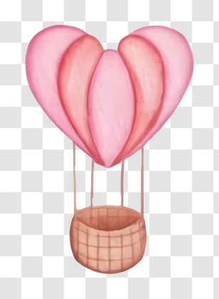 Pink Hot Air Balloon - Heart Shaped Hot Air Balloon Transparent PNG