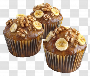 Banana Nut Muffins - Banana Walnut Cupcakes Transparent PNG