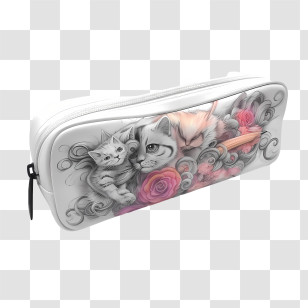 Pencil Case
 - Cute Cat Pencil Case With Flowers Transparent PNG