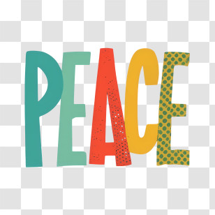 Peace - Colorful Peace Word Illustration Transparent PNG