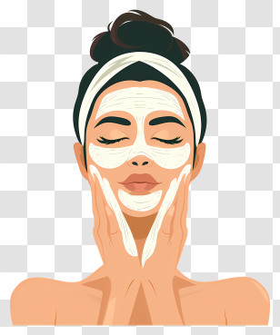 Woman Applying Mask - Woman Applying Face Mask For Skincare Transparent PNG