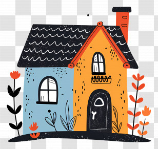 House - Cute And Colorful Doodle House Illustration Transparent PNG